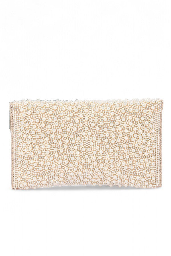 Pearl And Rhinestone Envelope Clutch Bag