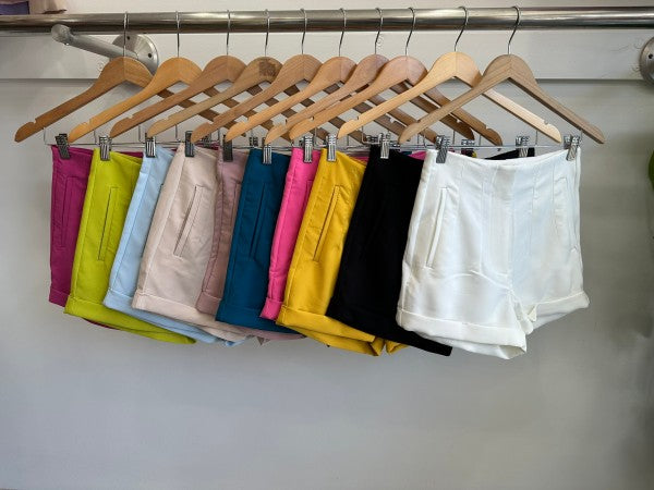Lemon Dressy Pleated High Waist Shorts Dressy Vest