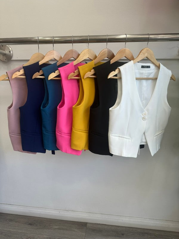 Lemon Dressy Pleated High Waist Shorts Dressy Vest