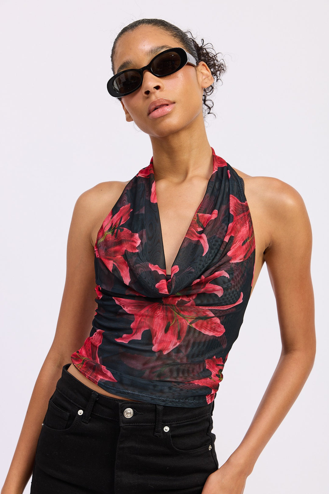 Halter Cowl Neck Top