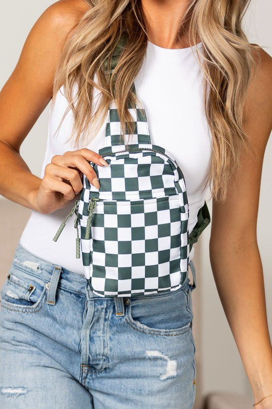 Kenzie Nylon Checkered Sling Bag