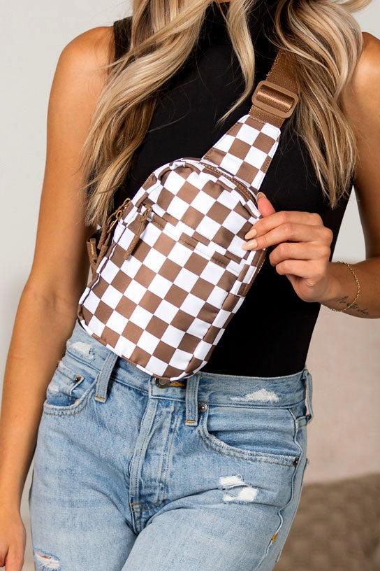 Kenzie Nylon Checkered Sling Bag