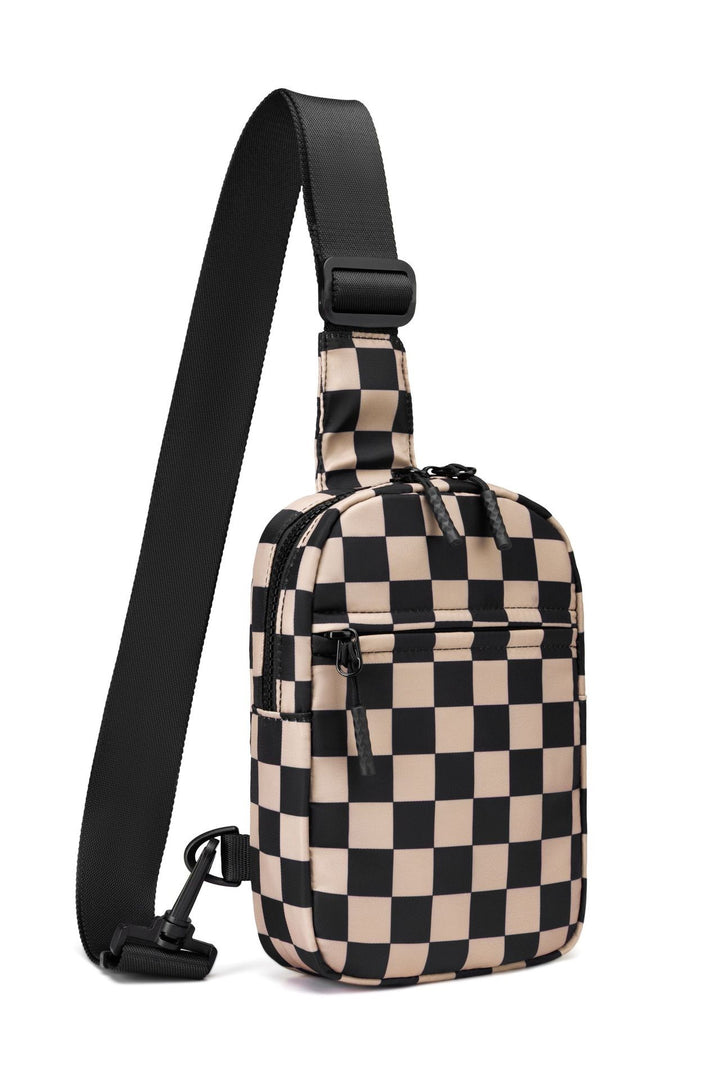 Kenzie Nylon Checkered Sling Bag