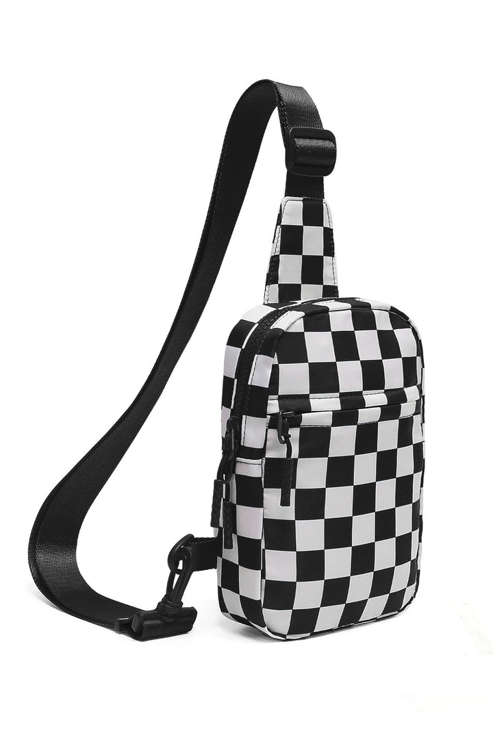 Kenzie Nylon Checkered Sling Bag