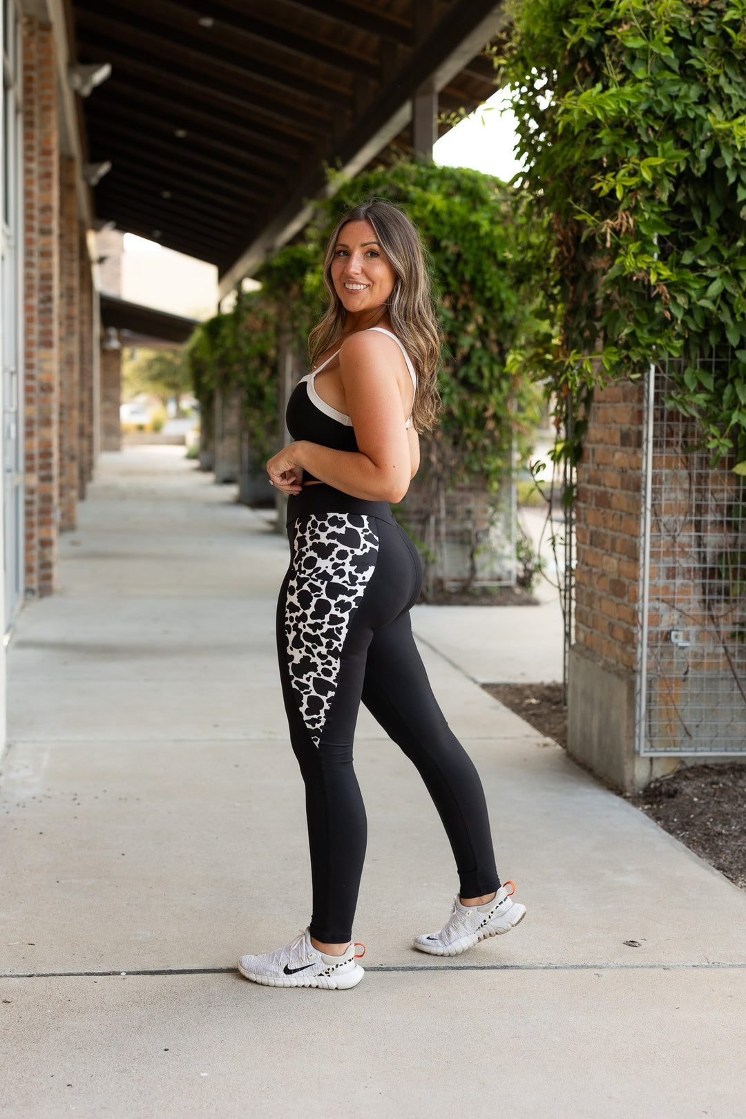 The Carolina Cow Print Panel Leggings