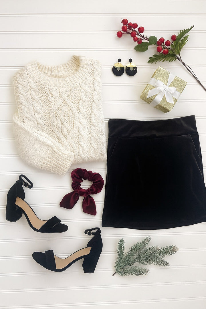 The Scarlett Black Velvet Skirt