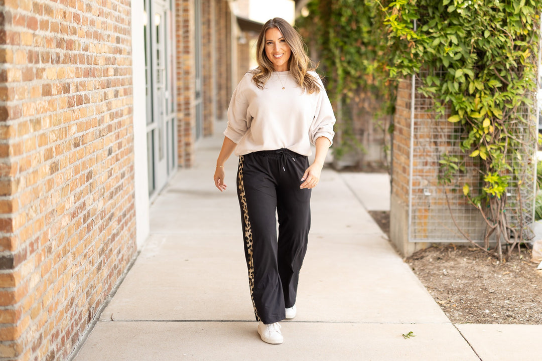 The Chelsea Black Wide Leg With Leopard