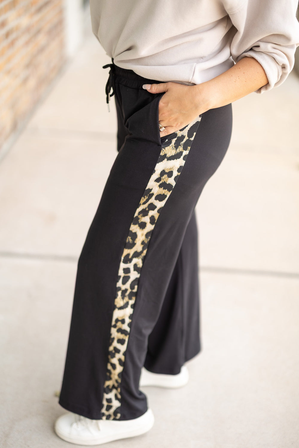 Black And Leopard The Chelsea Black Wide Leg With Leopard