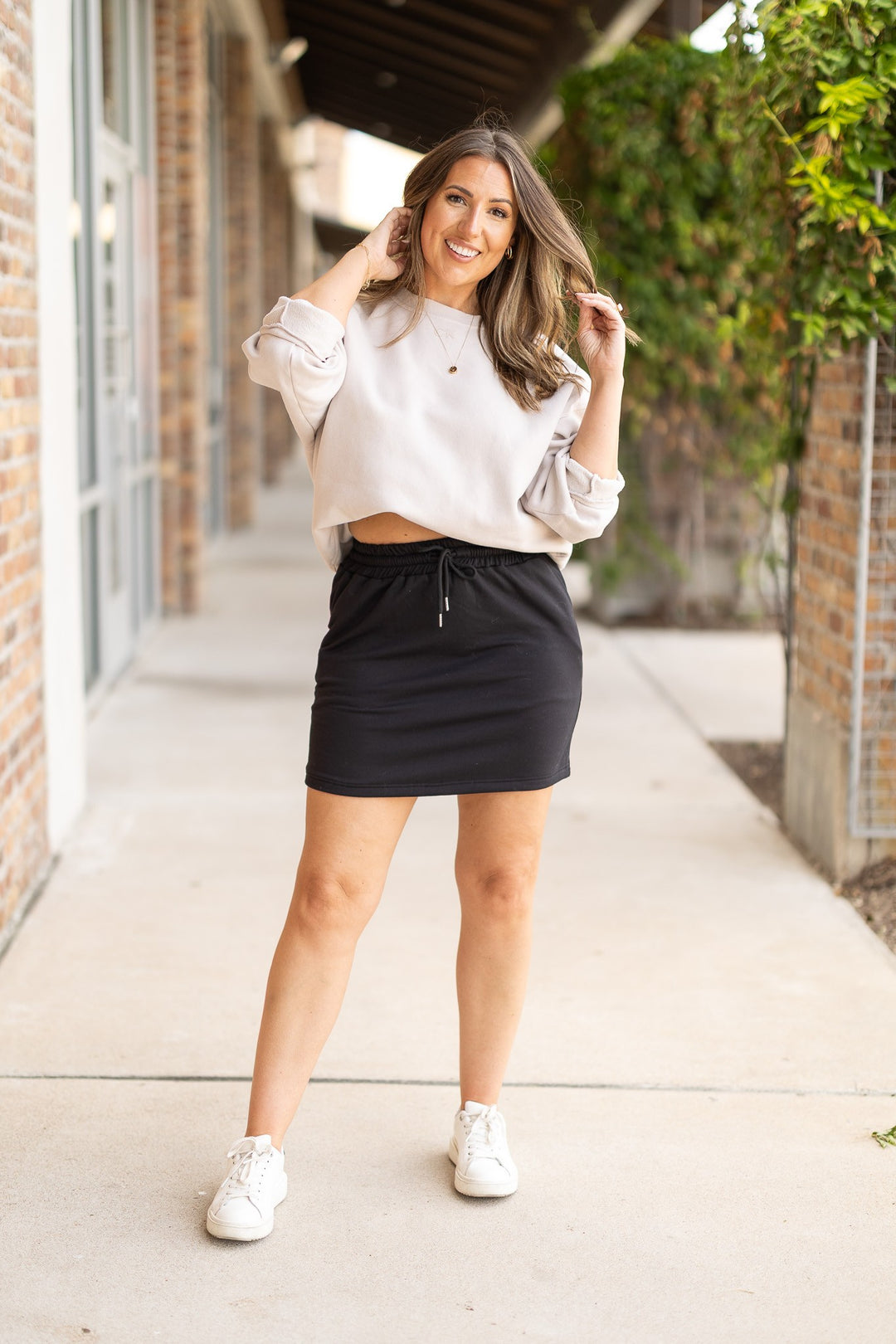 Black The Janet Fleece Jogger Skirt