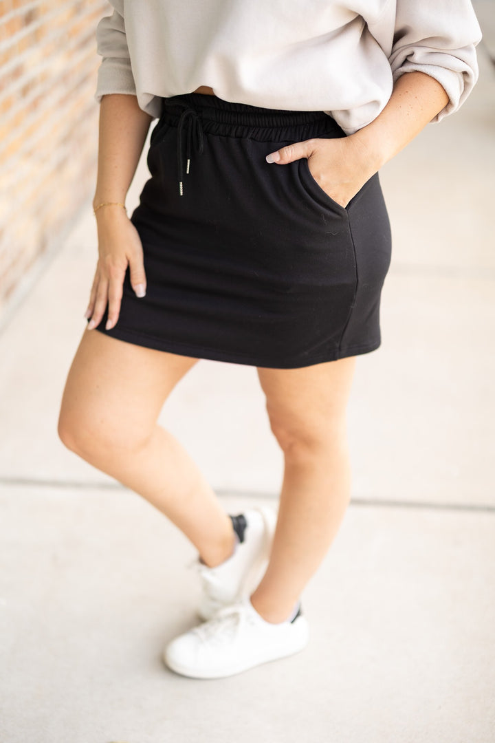 Black The Janet Fleece Jogger Skirt