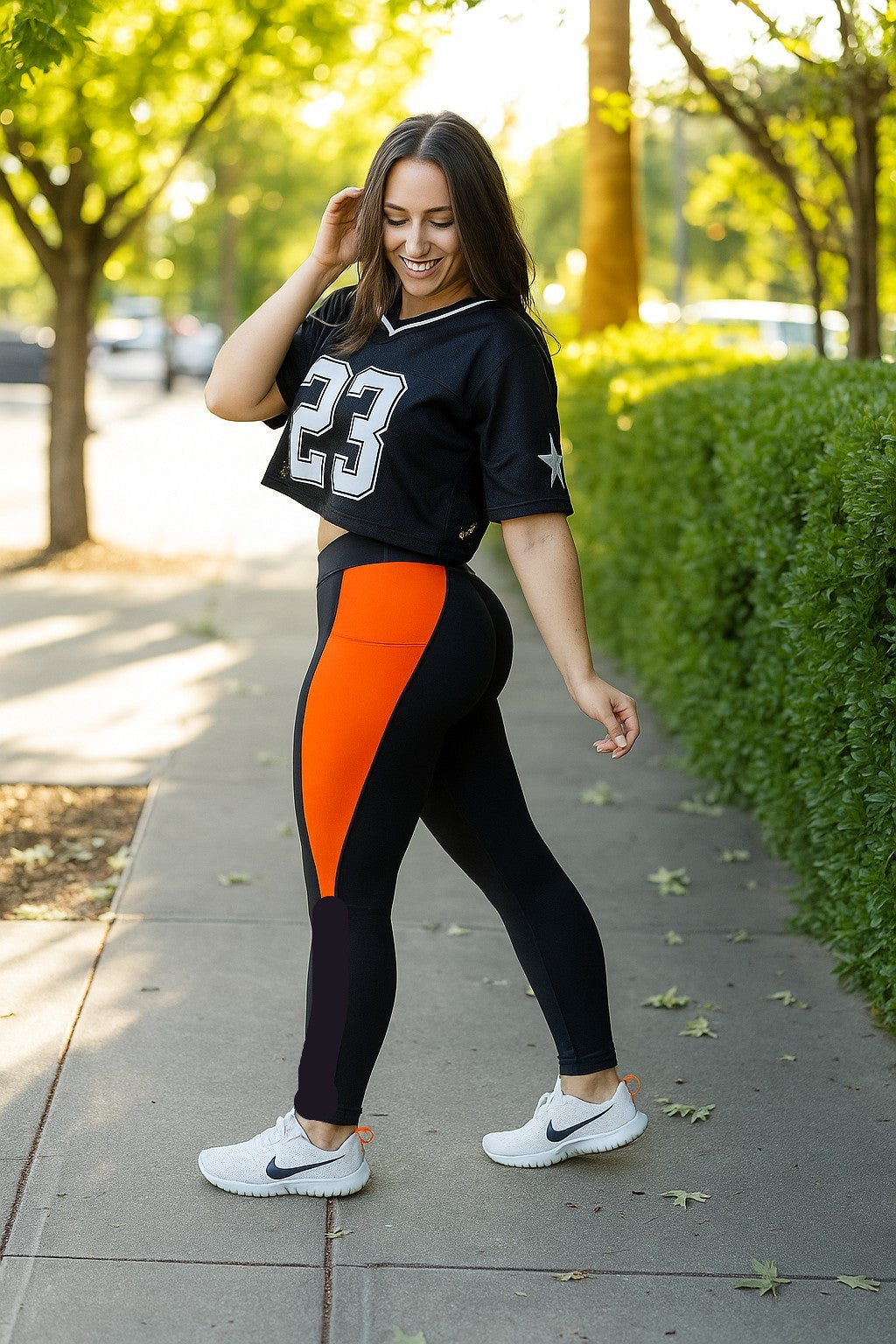 Orange The Tatumn Orange Panel Leggings
