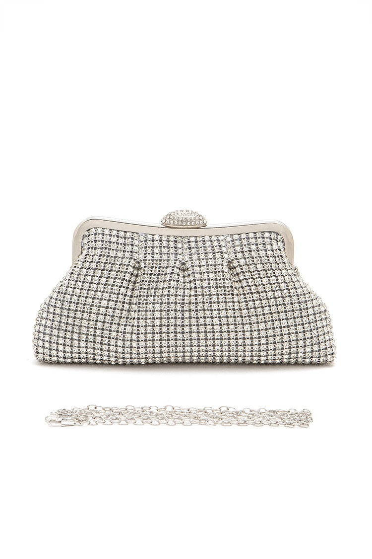 Gold Full Stone Statement Soft Clutch Bag