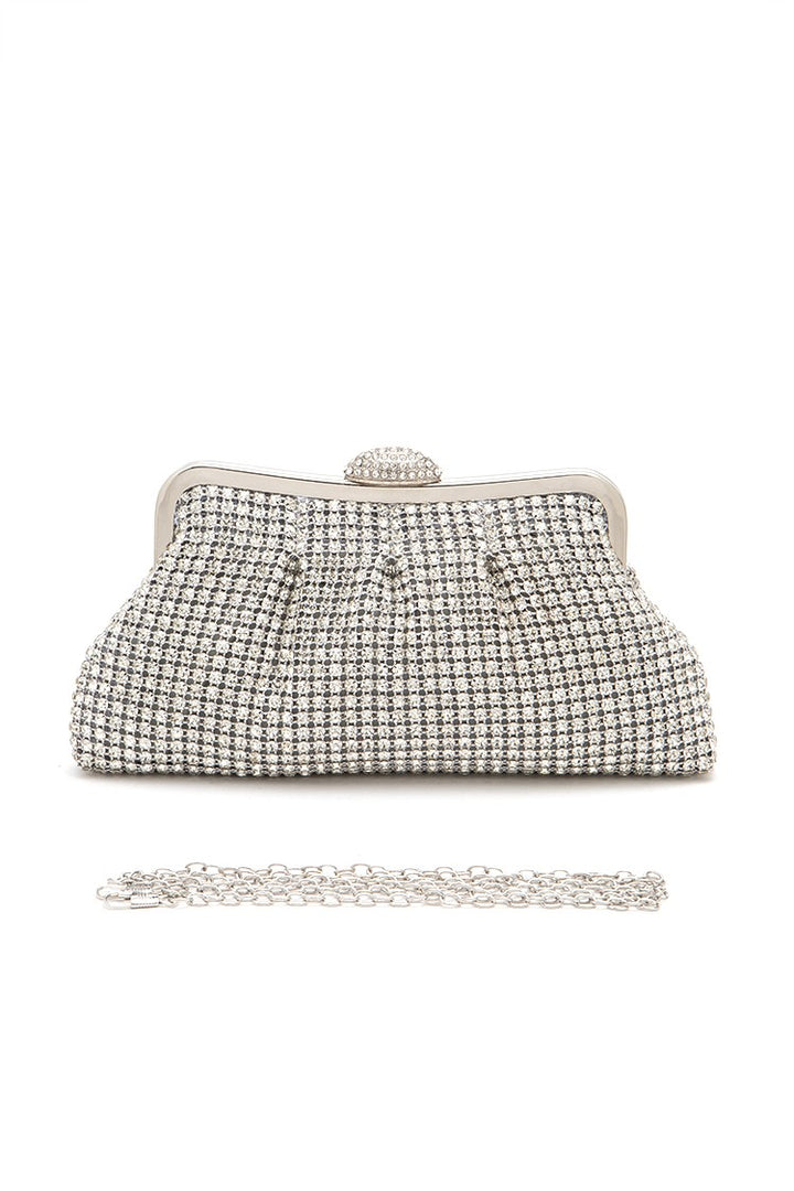 Gold Full Stone Statement Soft Clutch Bag