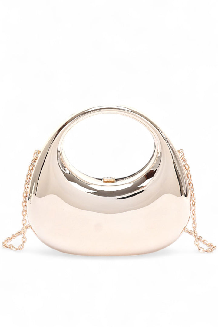 Gold Polished Molded Top Handle Clutch
