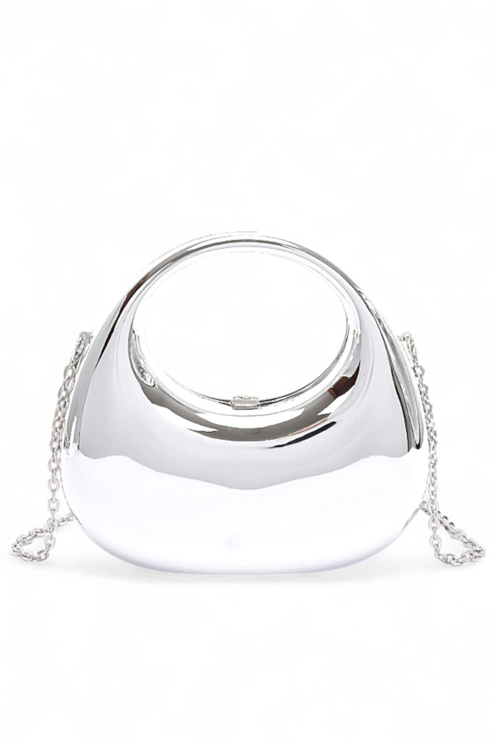 Silver Polished Molded Top Handle Clutch