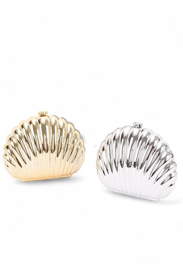 Gold Acrylic Sea Shell Box Clutch Bag