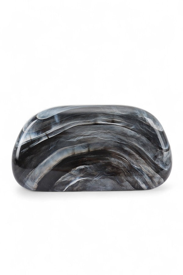 Tonal Iconic Handle Marble Resin Box Clutch