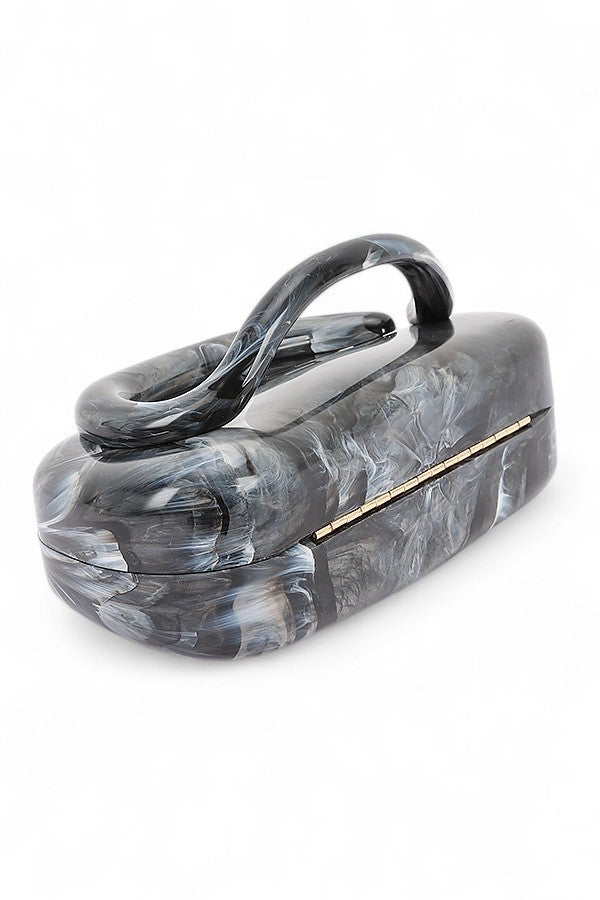 Tonal Iconic Handle Marble Resin Box Clutch