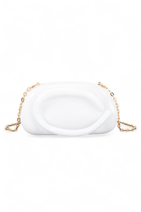 Blue Tonal Iconic Handle Marble Resin Box Clutch