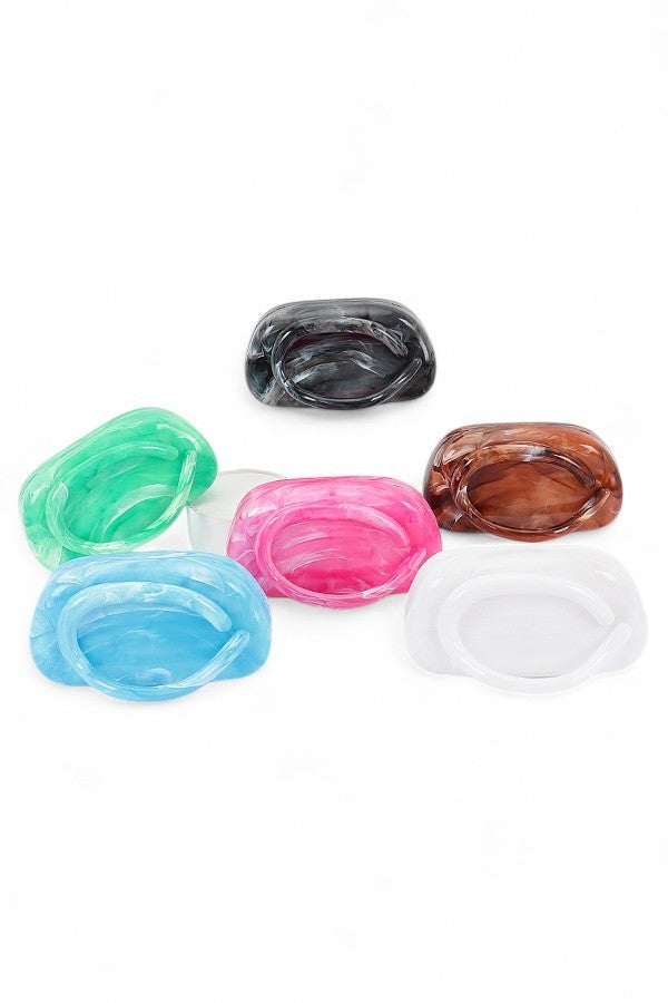 Tonal Iconic Handle Marble Resin Box Clutch