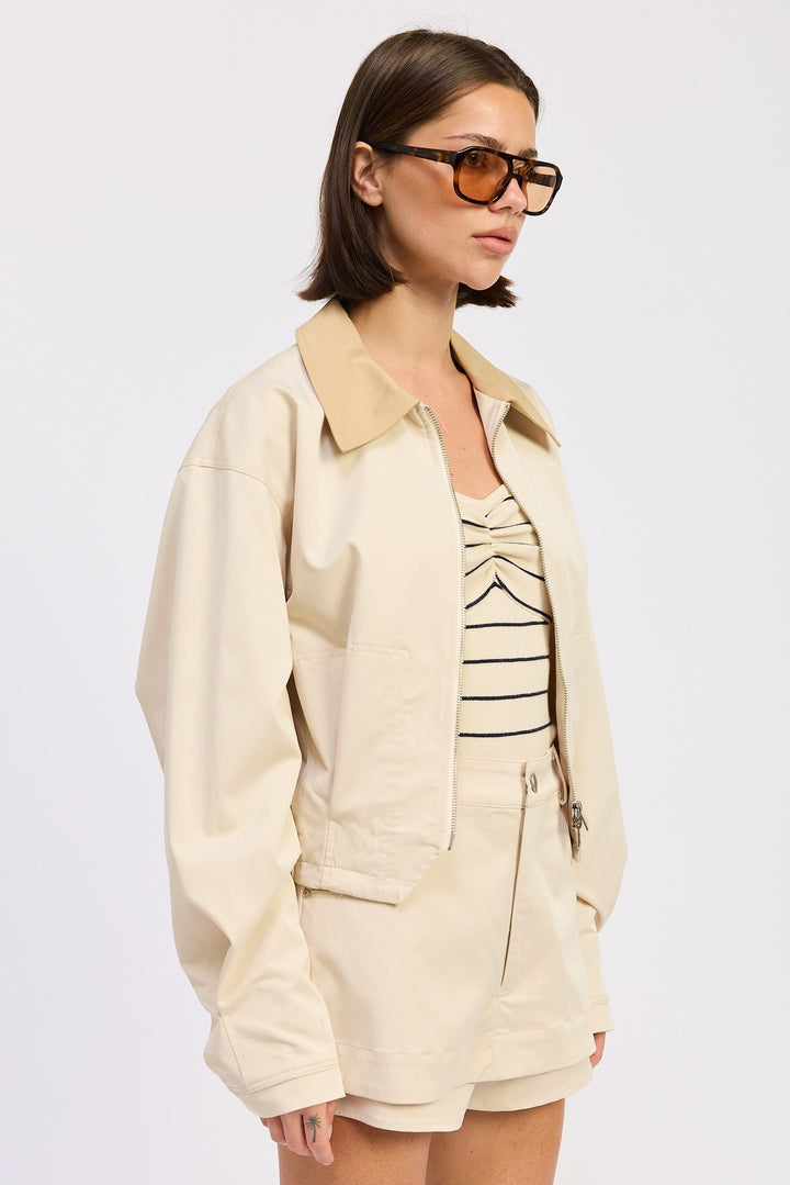 Oversized Long Sleeve Collared Jacket