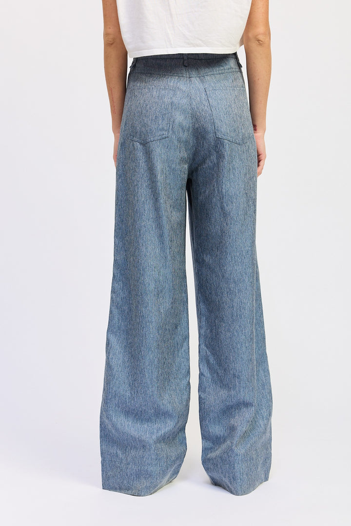 Belted Wide Leg Denim Trousers