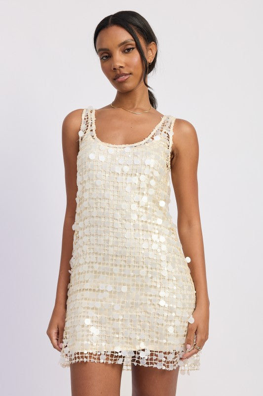 Mini Mesh Sleeveless Sequin Dress