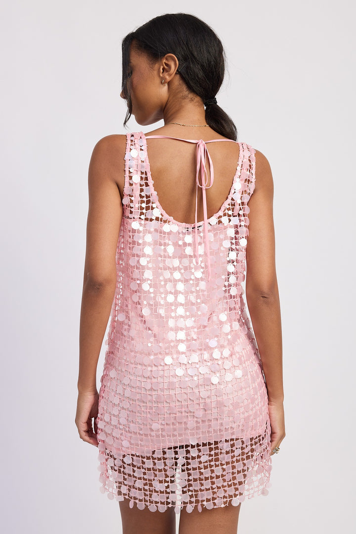 Mini Mesh Sleeveless Sequin Dress