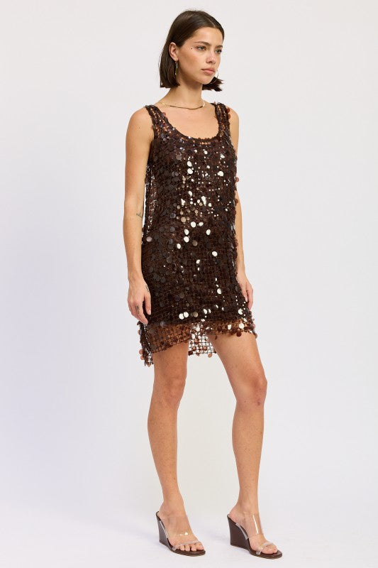 Mini Mesh Sleeveless Sequin Dress