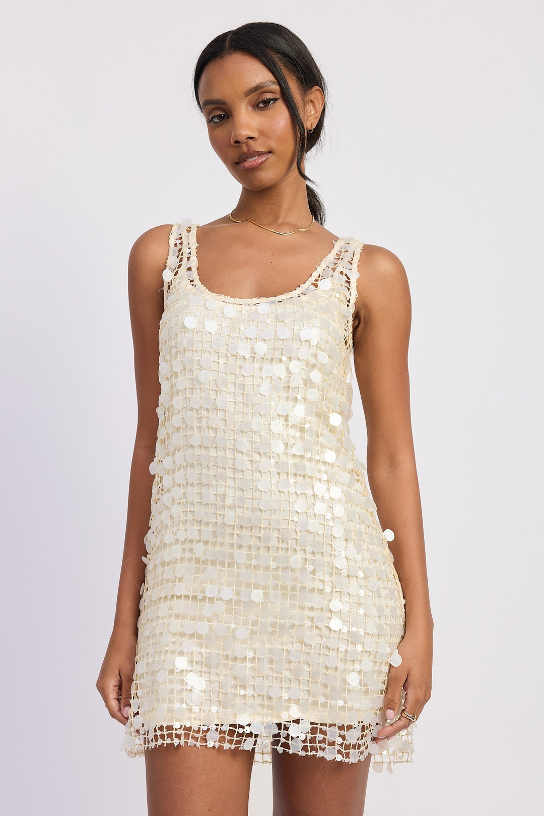 Mini Mesh Sleeveless Sequin Dress