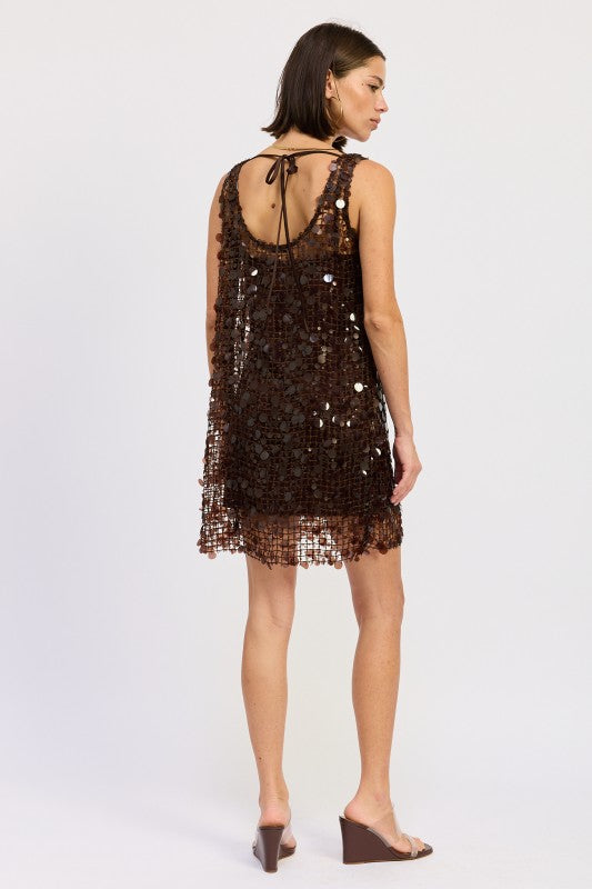 Mini Mesh Sleeveless Sequin Dress