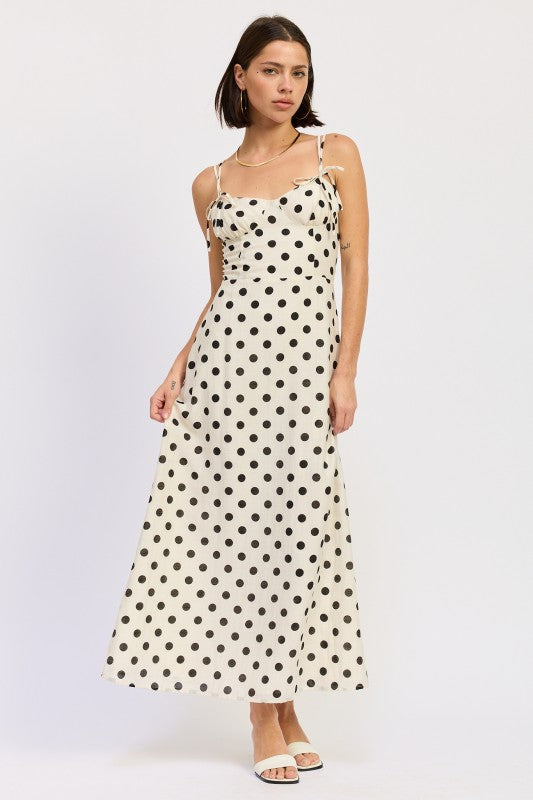 Maxi Polka Dot Strap Bustier Dress Single Unit