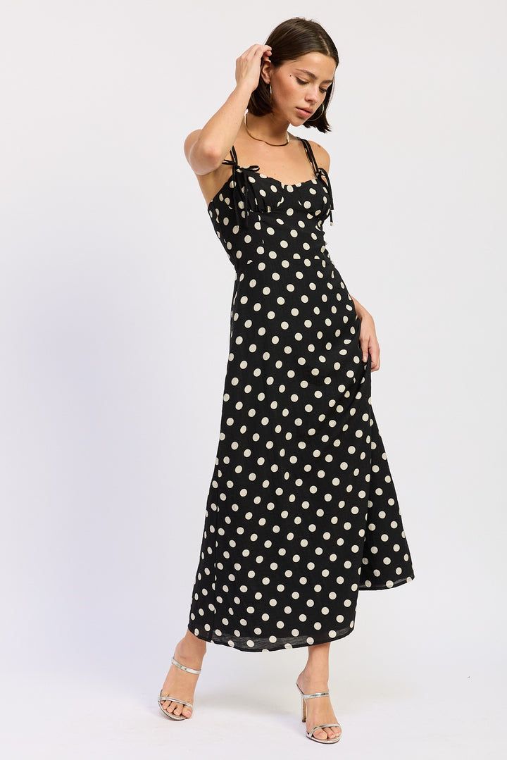 Maxi Polka Dot Strap Bustier Dress Single Unit