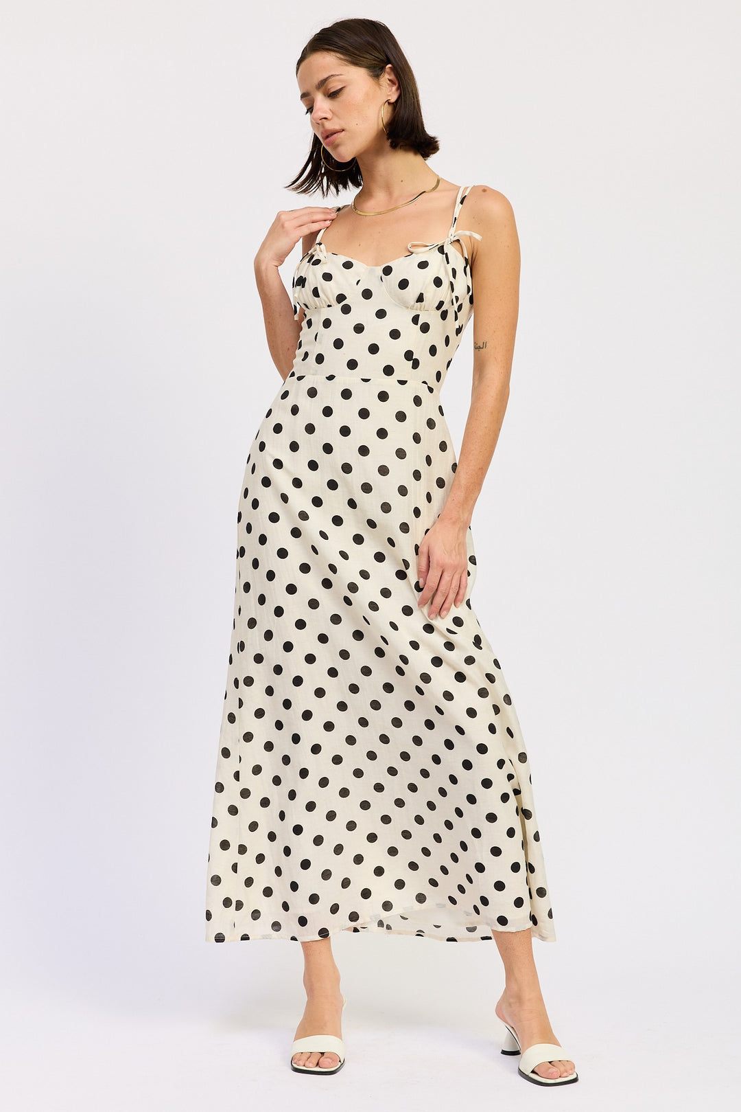 Maxi Polka Dot Strap Bustier Dress Single Unit