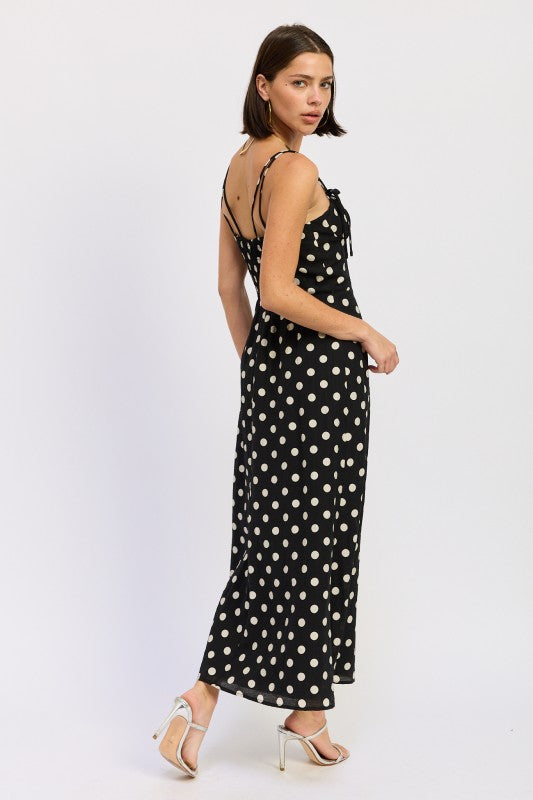 Maxi Polka Dot Strap Bustier Dress Single Unit