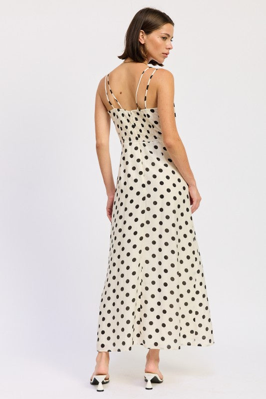 Maxi Polka Dot Strap Bustier Dress Single Unit