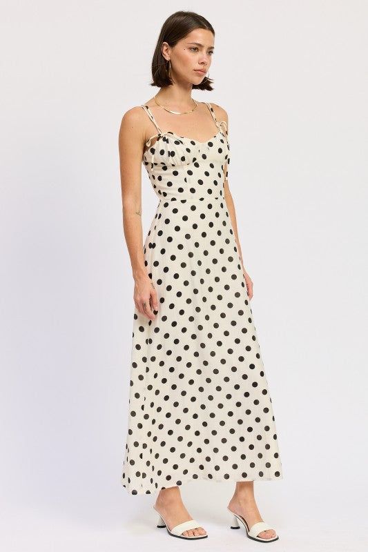Maxi Polka Dot Strap Bustier Dress Single Unit