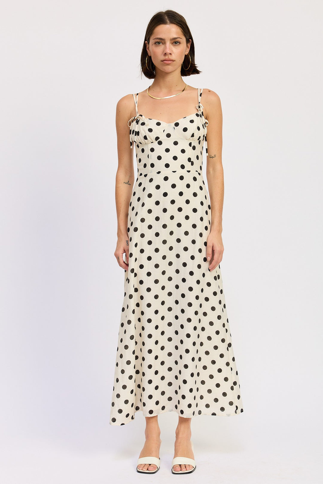 Maxi Polka Dot Strap Bustier Dress Single Unit