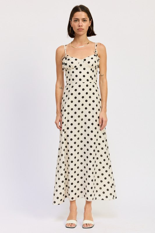 Maxi Polka Dot Strap Bustier Dress Single Unit