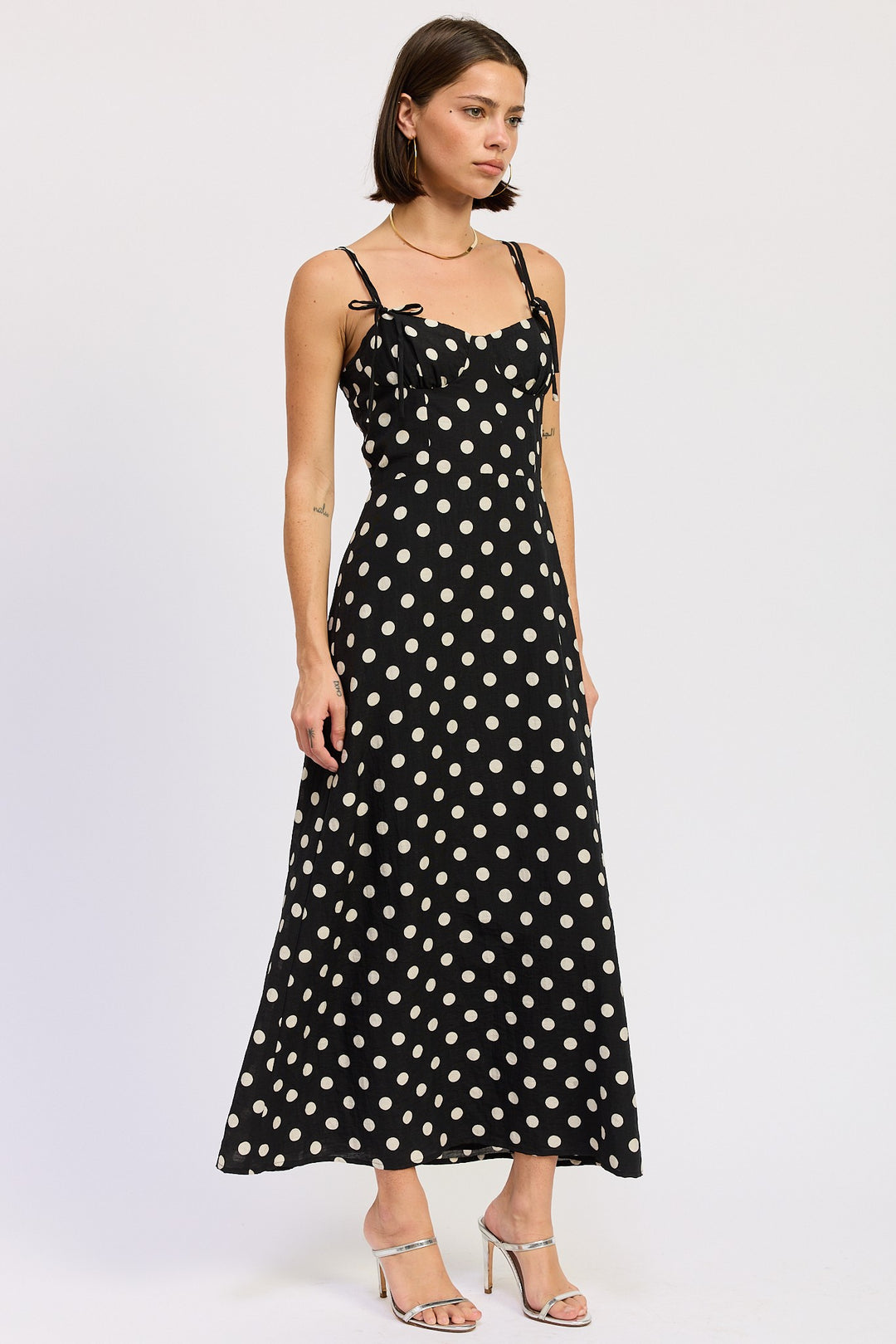 Maxi Polka Dot Strap Bustier Dress Single Unit