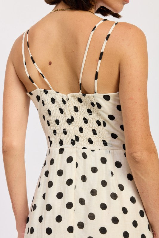 Maxi Polka Dot Strap Bustier Dress Single Unit