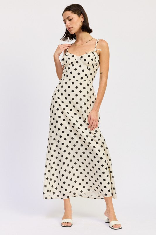 Maxi Polka Dot Strap Bustier Dress Single Unit