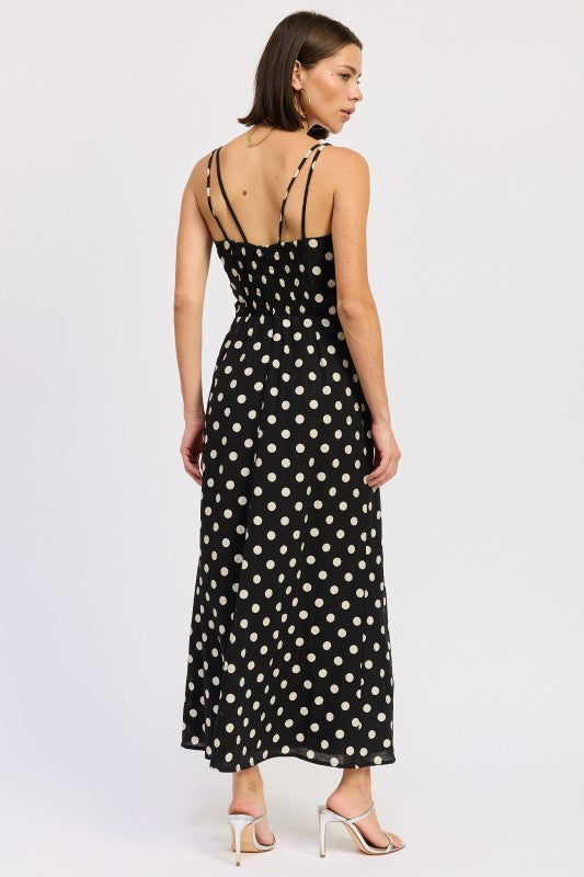 Maxi Polka Dot Strap Bustier Dress Single Unit