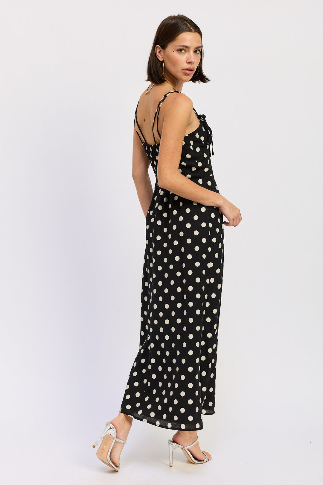 Maxi Polka Dot Strap Bustier Dress Single Unit