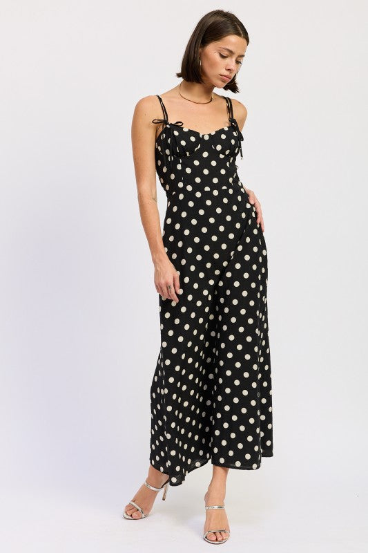 Maxi Polka Dot Strap Bustier Dress Single Unit