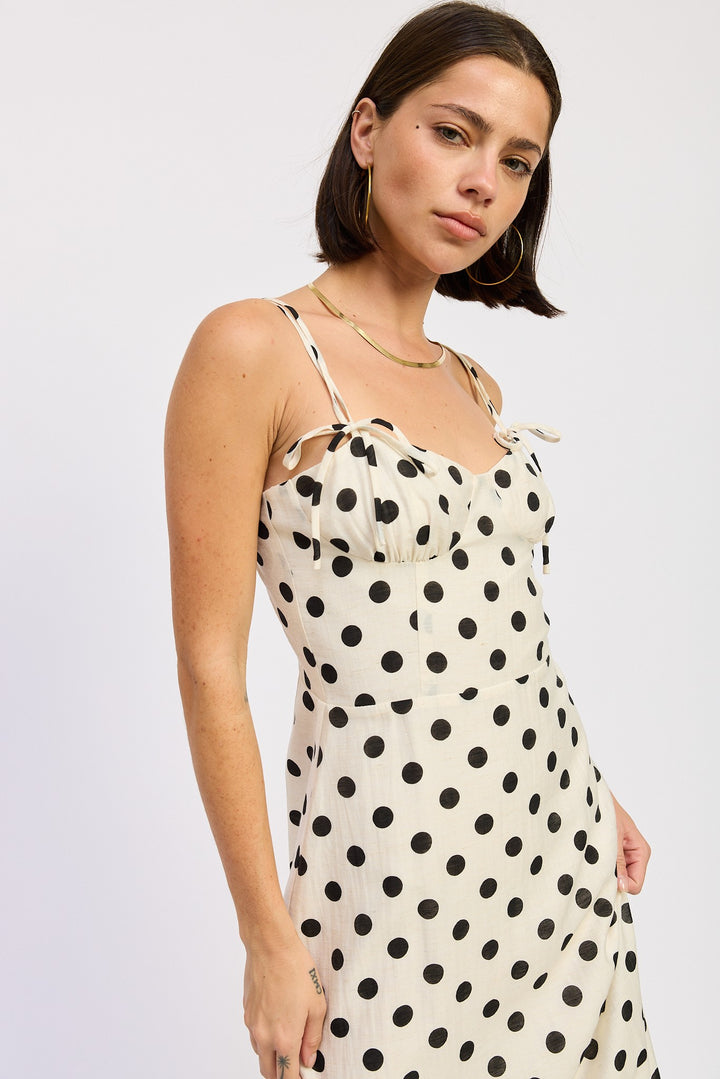 Maxi Polka Dot Strap Bustier Dress Single Unit