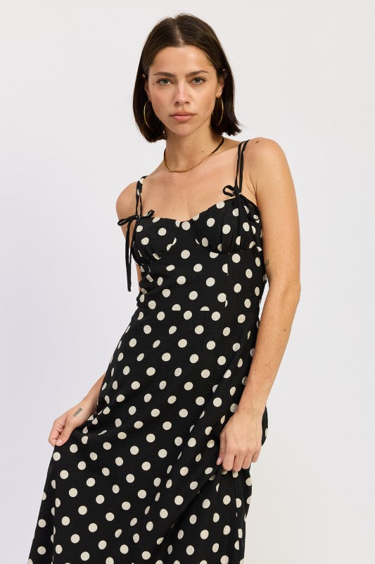 Maxi Polka Dot Strap Bustier Dress Single Unit