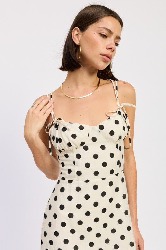 Maxi Polka Dot Strap Bustier Dress Single Unit