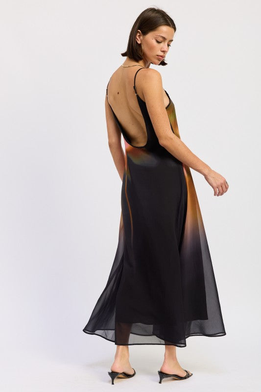 Maxi Floral Print Slip Dress With Scoop Back