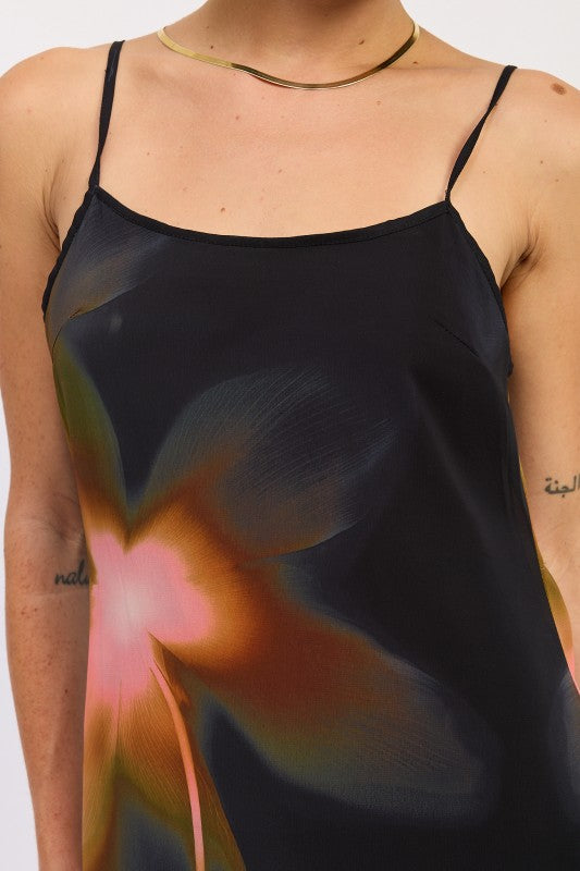 Maxi Floral Print Slip Dress With Scoop Back